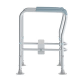 HERCULES Adjustable Toilet Safety Rail with Silver Steel Frame, Gray Padded Handles and Suction Cup Feet for Stability