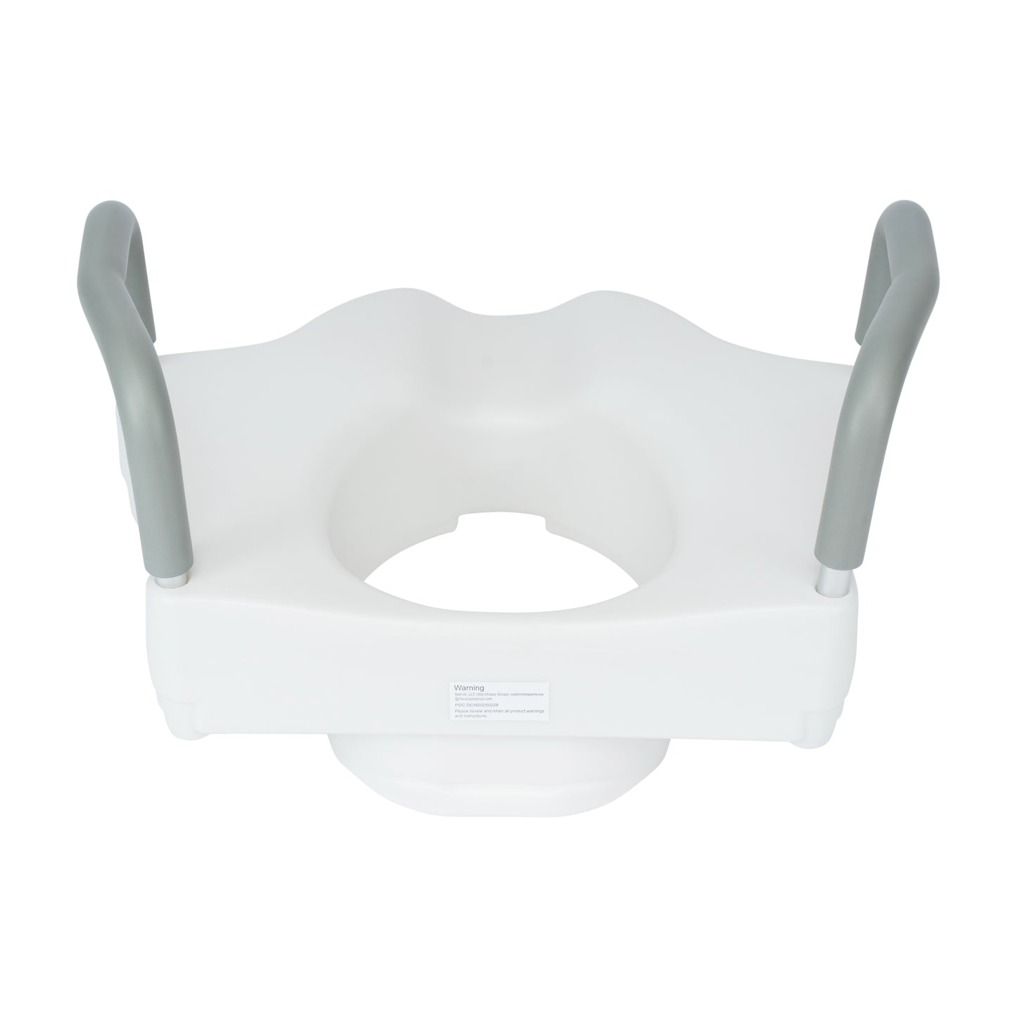 HERCULES White Elevated Toilet Seat with Height Adjustable Padded Arms and Locking Safety Mechanism