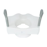 HERCULES White Elevated Toilet Seat with Height Adjustable Padded Arms and Locking Safety Mechanism