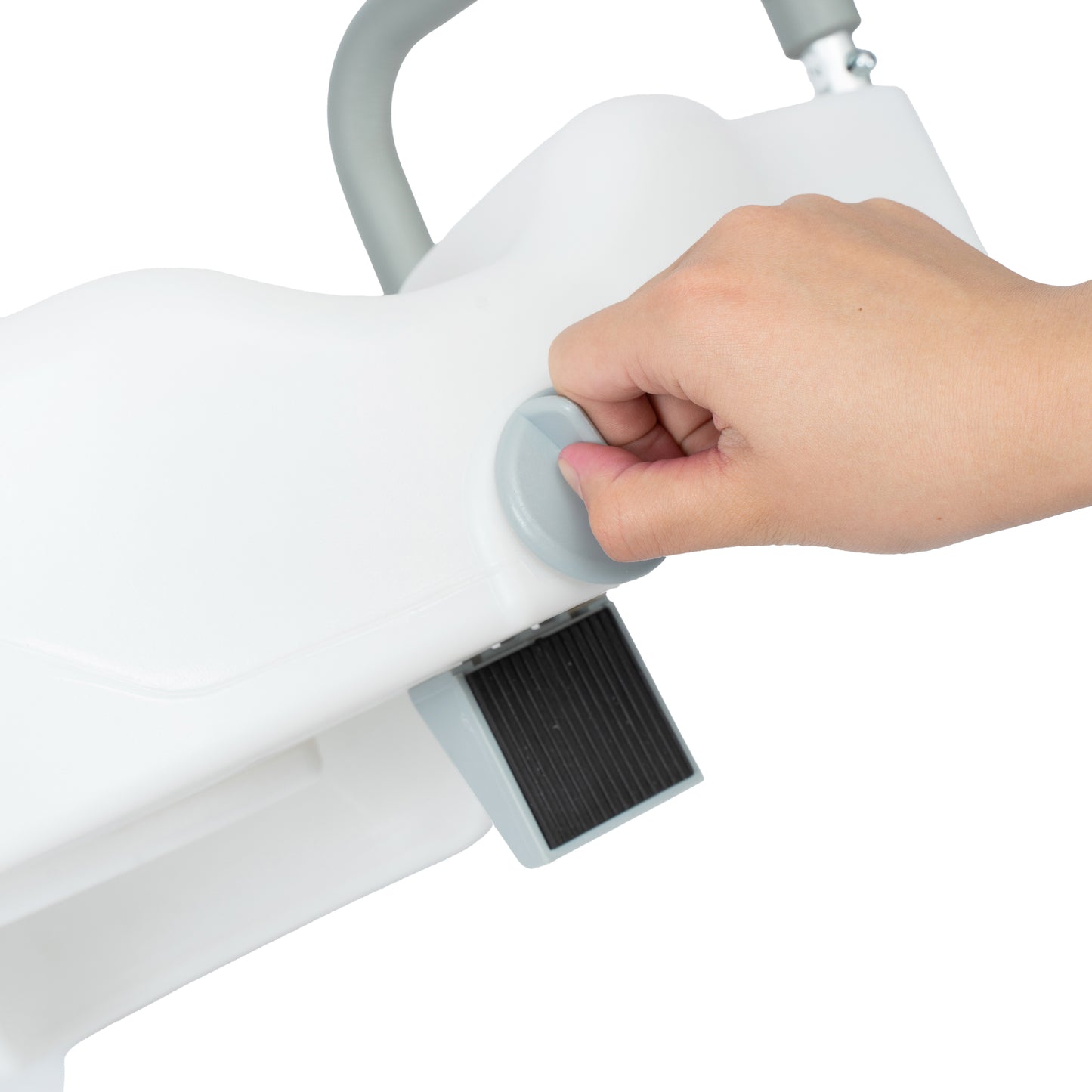 HERCULES White Elevated Toilet Seat with Height Adjustable Padded Arms and Locking Safety Mechanism