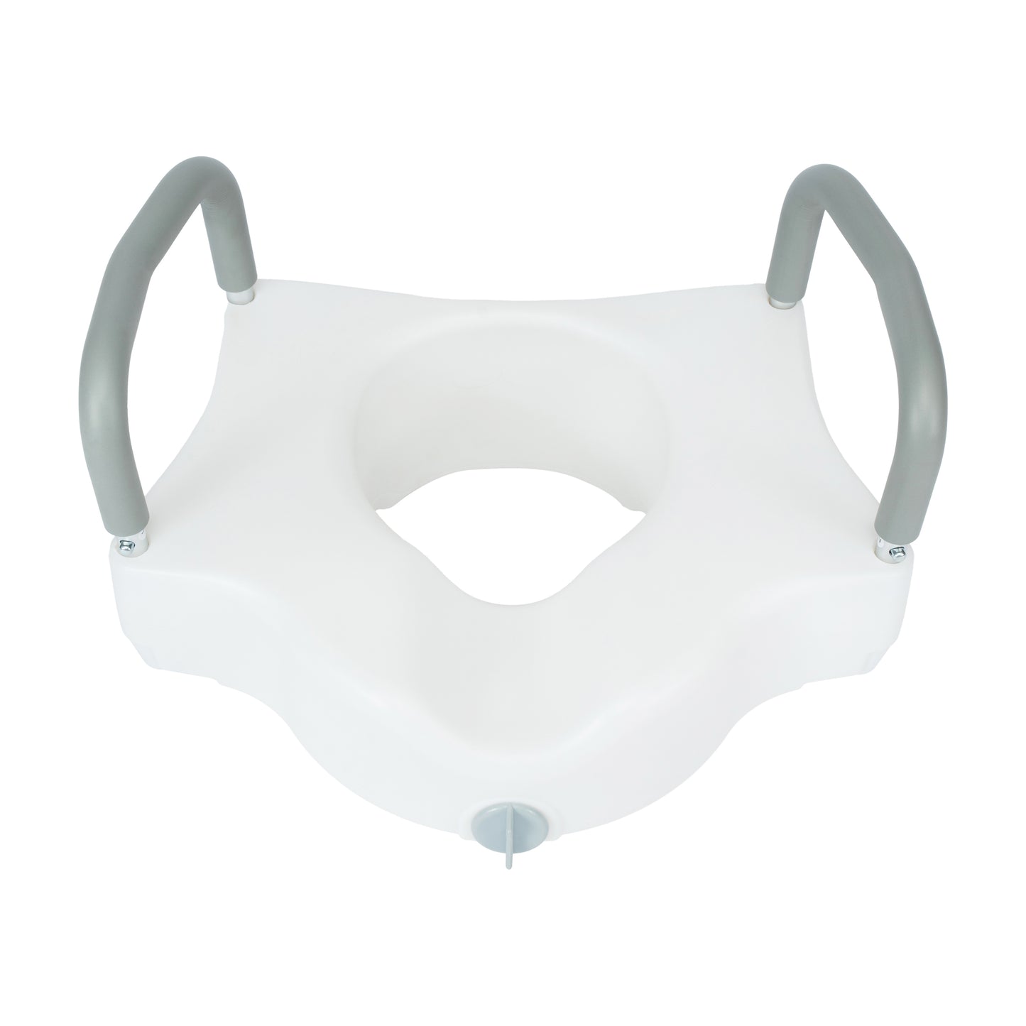 HERCULES White Elevated Toilet Seat with Height Adjustable Padded Arms and Locking Safety Mechanism