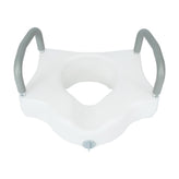 HERCULES White Elevated Toilet Seat with Height Adjustable Padded Arms and Locking Safety Mechanism