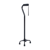 HERCULES Adjustable Quad Cane with Comfort Grip Foam Padded Handle, Large 4-Pronged Base for Stability, and Left or Right Handed Use in Black
