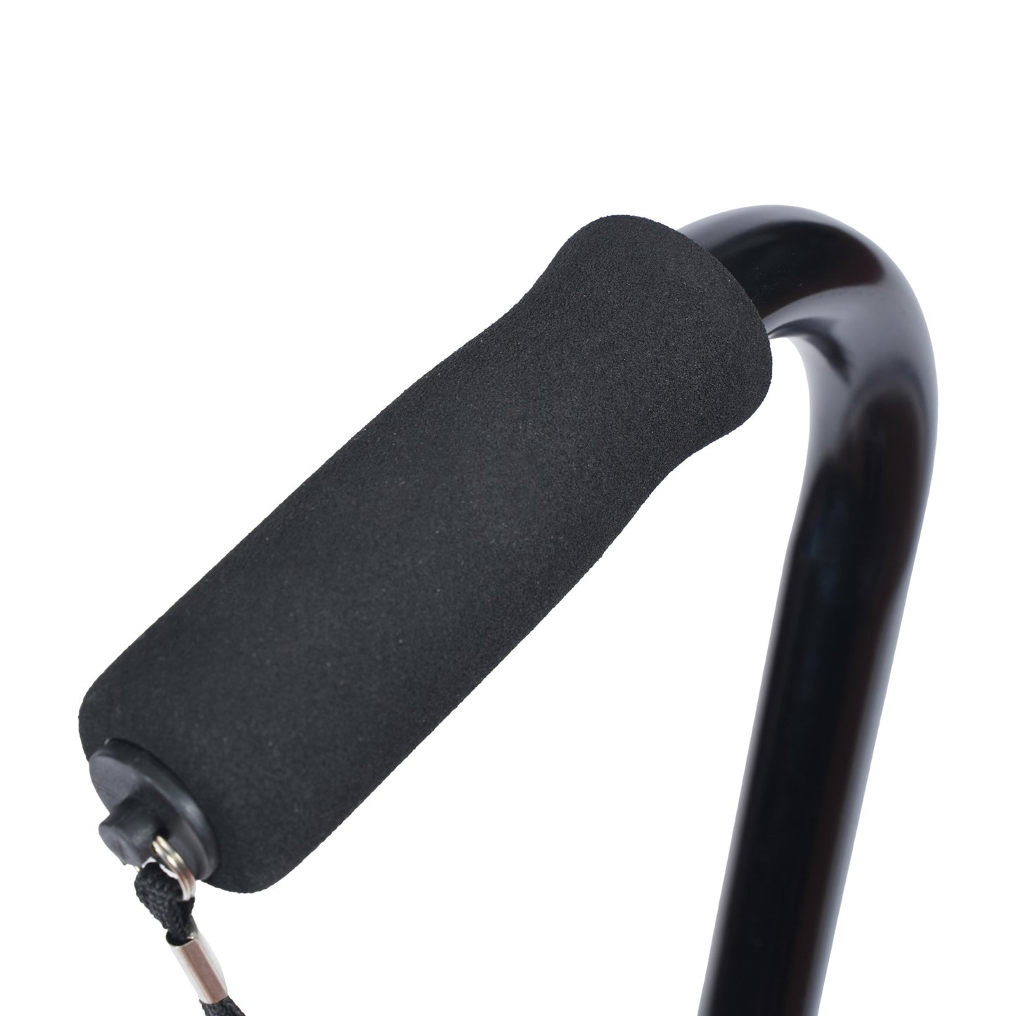 HERCULES Adjustable Quad Cane with Comfort Grip Foam Padded Handle, Large 4-Pronged Base for Stability, and Left or Right Handed Use in Black