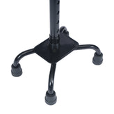 HERCULES Adjustable Quad Cane with Comfort Grip Foam Padded Handle, Large 4-Pronged Base for Stability, and Left or Right Handed Use in Black