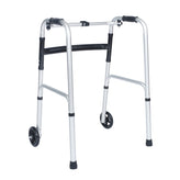 HERCULES Folding Walker with Adjustable Height, Interchangeable Wheels or Feet, Dual Frame Types, and Lightweight Design in Silver/Black