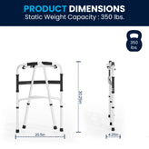 HERCULES Folding Walker with Adjustable Height, Interchangeable Wheels or Feet, Dual Frame Types, and Lightweight Design in Silver/Black