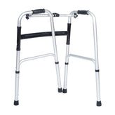 HERCULES Folding Walker with Adjustable Height, Interchangeable Wheels or Feet, Dual Frame Types, and Lightweight Design in Silver/Black