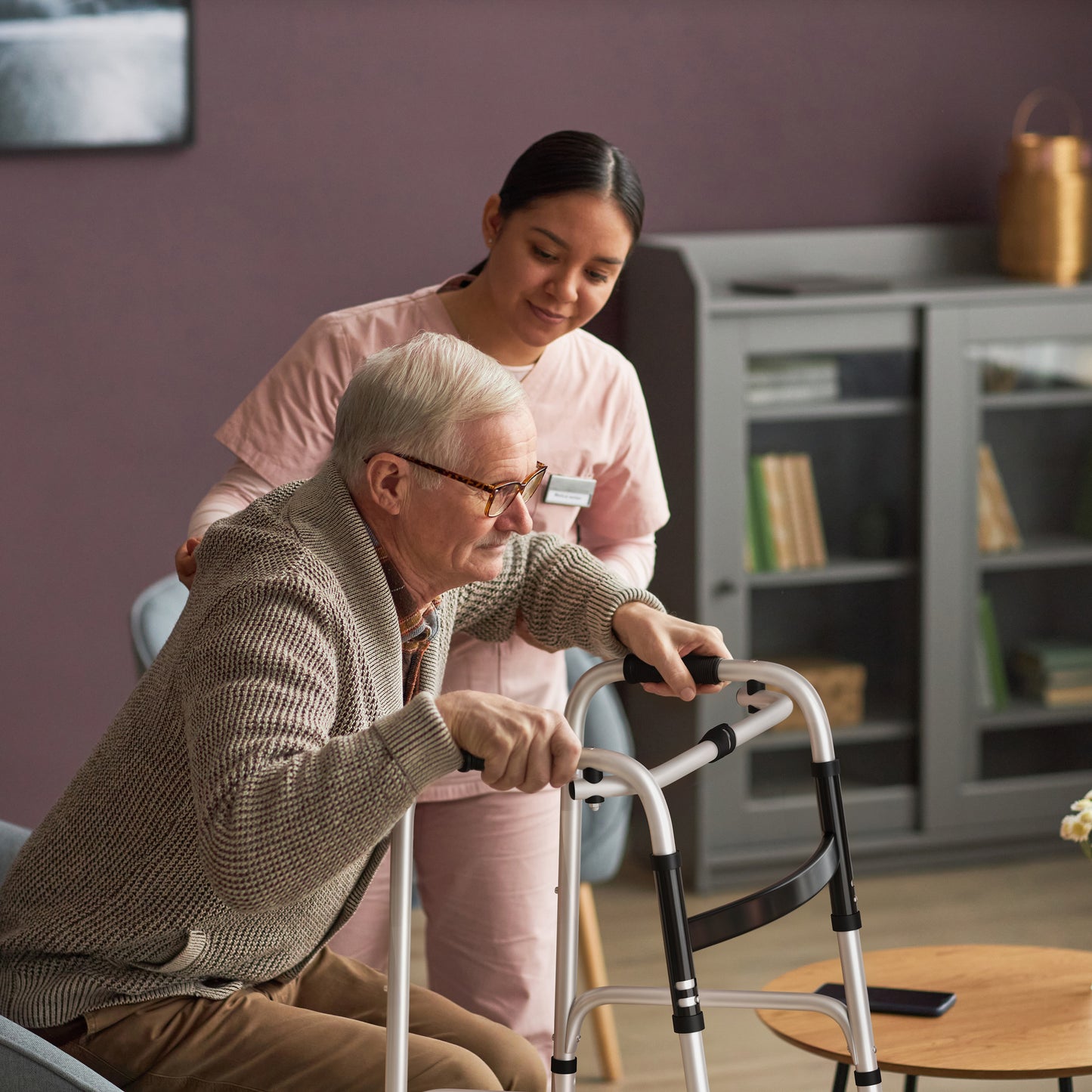 HERCULES Folding Walker with Adjustable Height, Interchangeable Wheels or Feet, Dual Frame Types, and Lightweight Design in Silver/Black