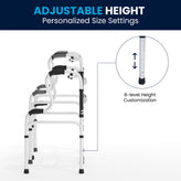HERCULES Bi-Level Folding Walker with Adjustable Height, Interchangeable Wheels or Feet, Dual Frame Types, and Lightweight Design in Gray