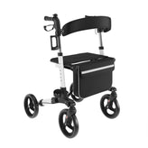 HERCULES Folding Rollator Walker with Adjustable Height, 360 Swivel, and Hand Brakes in White/Black