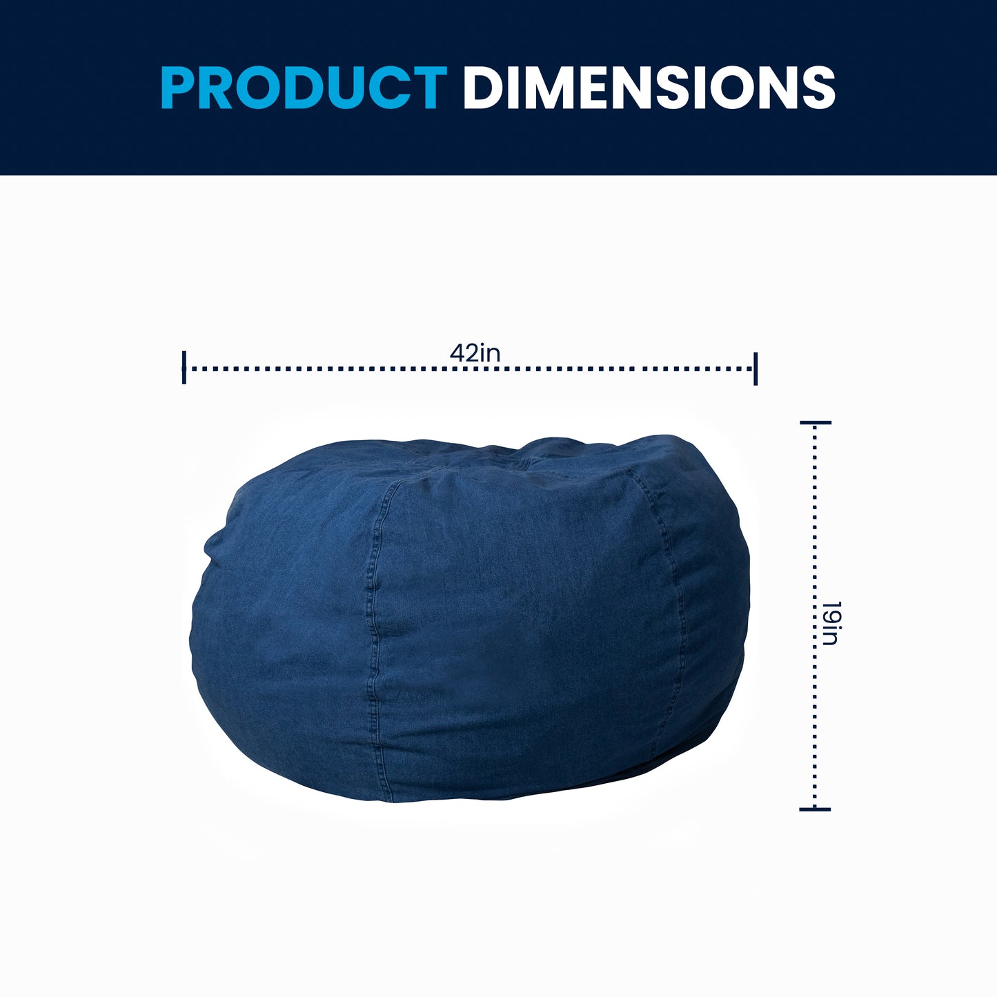 Duncan Oversized Denim Refillable Bean Bag Chair for All Ages