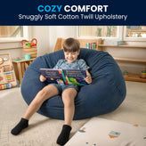 Duncan Oversized Denim Refillable Bean Bag Chair for All Ages