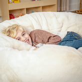 Duncan Oversized White Furry Refillable Bean Bag Chair for All Ages