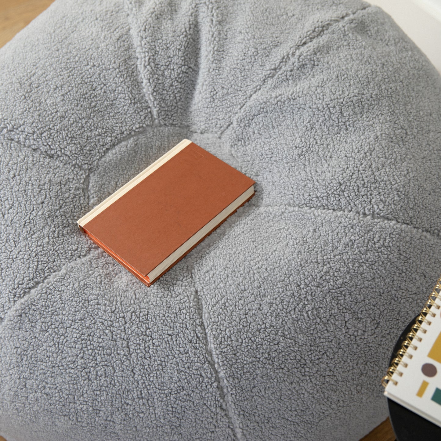 Duncan Large Gray Faux Sherpa Refillable Bean Bag Chair for Kids and Teens