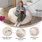 Duncan Large Natural Faux Sherpa Refillable Bean Bag Chair for Kids and Teens