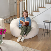 Duncan Large Natural Faux Sherpa Refillable Bean Bag Chair for Kids and Teens