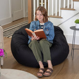 Duncan Oversized Solid Black Refillable Bean Bag Chair for All Ages