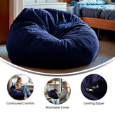 Duncan Oversized Solid Navy Blue Refillable Bean Bag Chair for All Ages