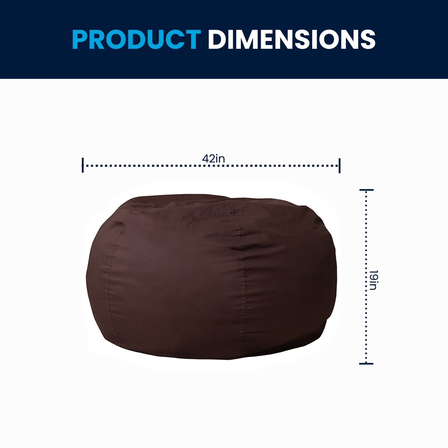 Duncan Oversized Solid Brown Refillable Bean Bag Chair for All Ages