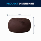 Duncan Oversized Solid Brown Refillable Bean Bag Chair for All Ages