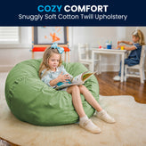 Duncan Oversized Solid Green Refillable Bean Bag Chair for All Ages