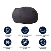 Duncan Oversized Solid Gray Refillable Bean Bag Chair for All Ages