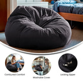 Duncan Oversized Solid Gray Refillable Bean Bag Chair for All Ages