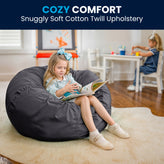Duncan Oversized Solid Gray Refillable Bean Bag Chair for All Ages