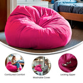 Duncan Oversized Solid Hot Pink Refillable Bean Bag Chair for All Ages