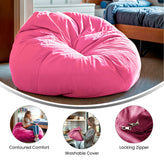 Duncan Oversized Solid Light Pink Refillable Bean Bag Chair for All Ages
