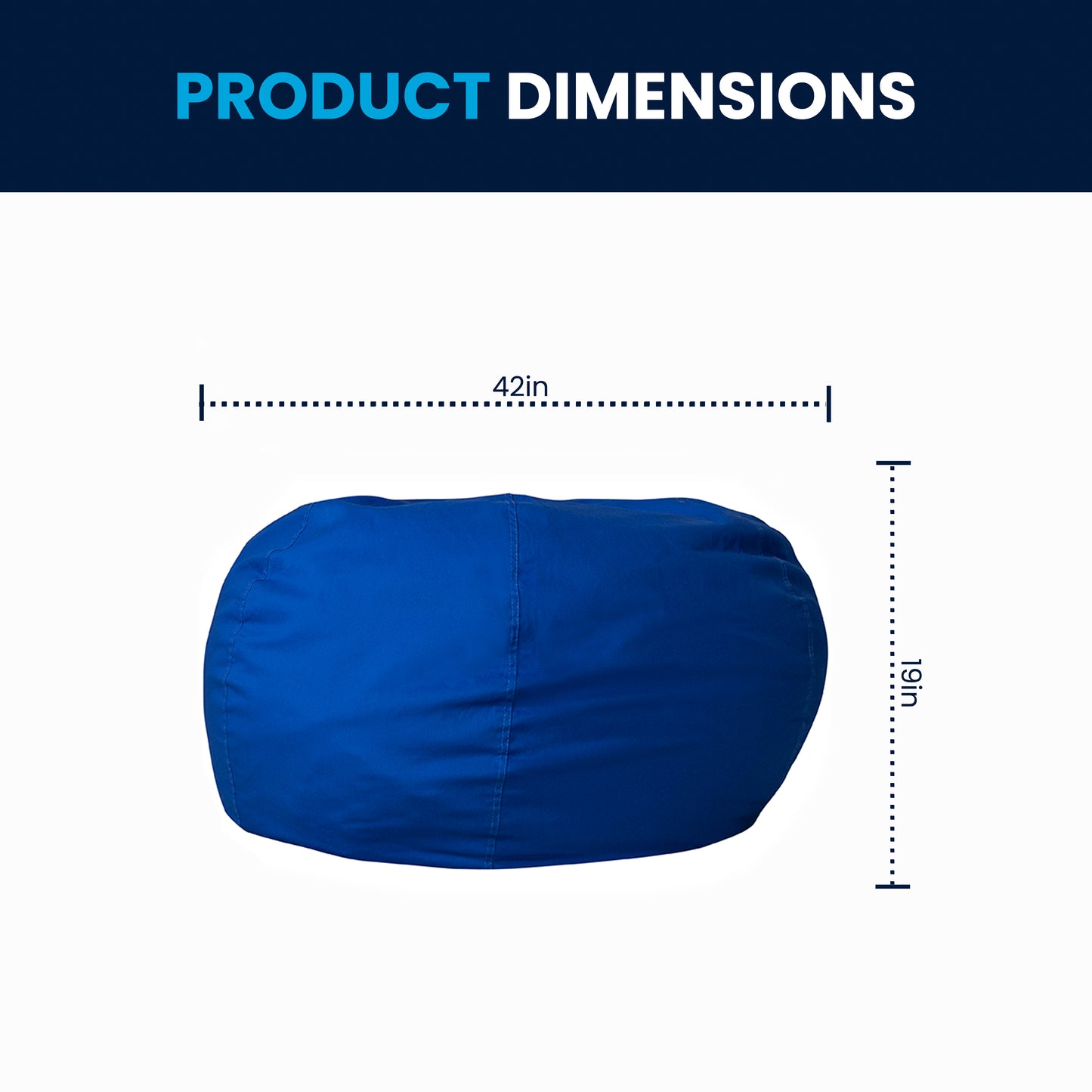 Duncan Oversized Solid Royal Blue Refillable Bean Bag Chair for All Ages