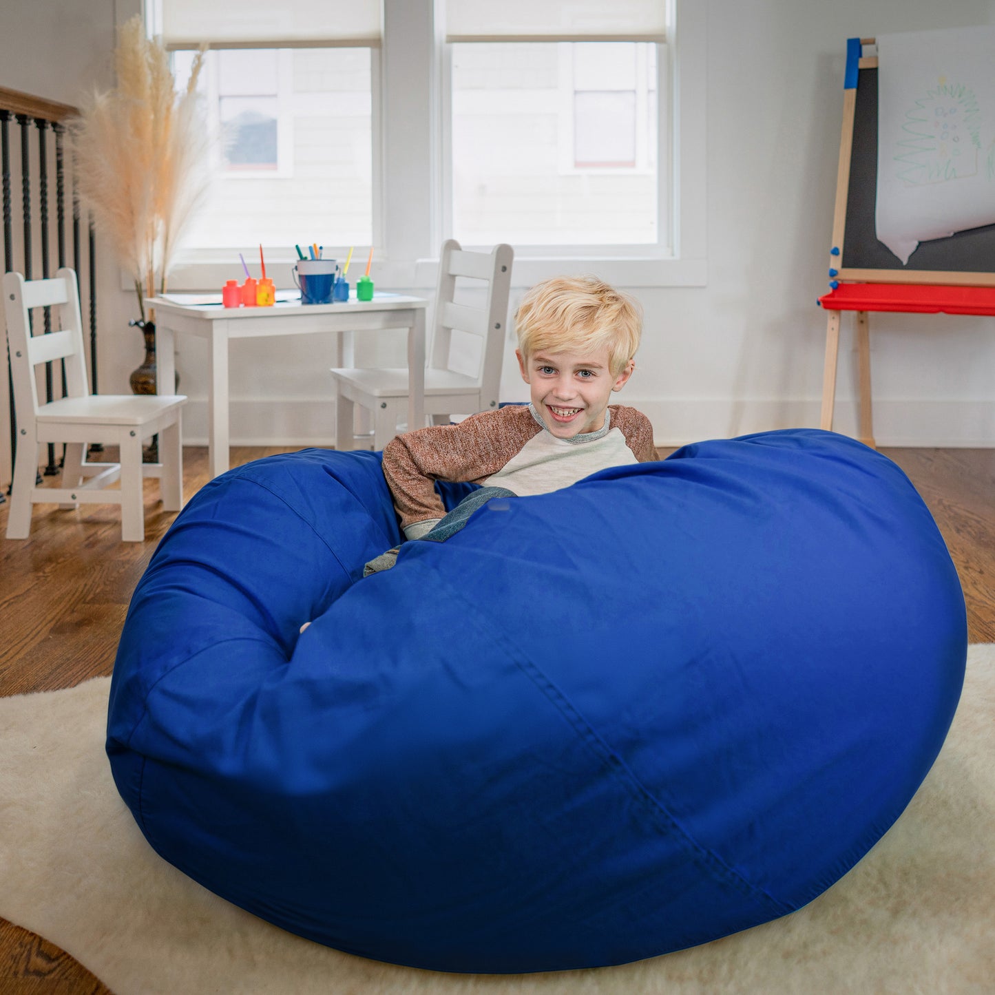 Duncan Oversized Solid Royal Blue Refillable Bean Bag Chair for All Ages