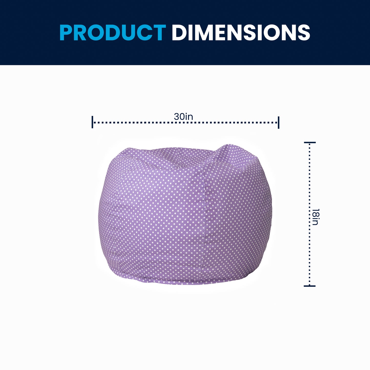 Dillon Small Lavender Dot Refillable Bean Bag Chair for Kids and Teens