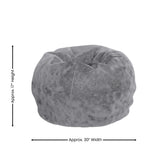 Dillon Small Gray Furry Refillable Bean Bag Chair for Kids and Teens