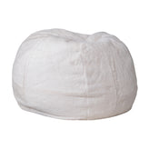 Dillon Small White Furry Refillable Bean Bag Chair for Kids and Teens
