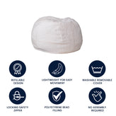 Dillon Small White Furry Refillable Bean Bag Chair for Kids and Teens
