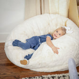 Dillon Small White Furry Refillable Bean Bag Chair for Kids and Teens