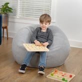 Dillon Small Gray Faux Sherpa Refillable Bean Bag Chair for Kids and Teens