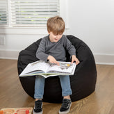 Dillon Small Solid Black Refillable Bean Bag Chair for Kids and Teens