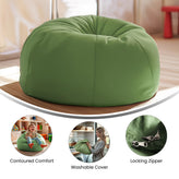 Dillon Small Solid Green Refillable Bean Bag Chair for Kids and Teens