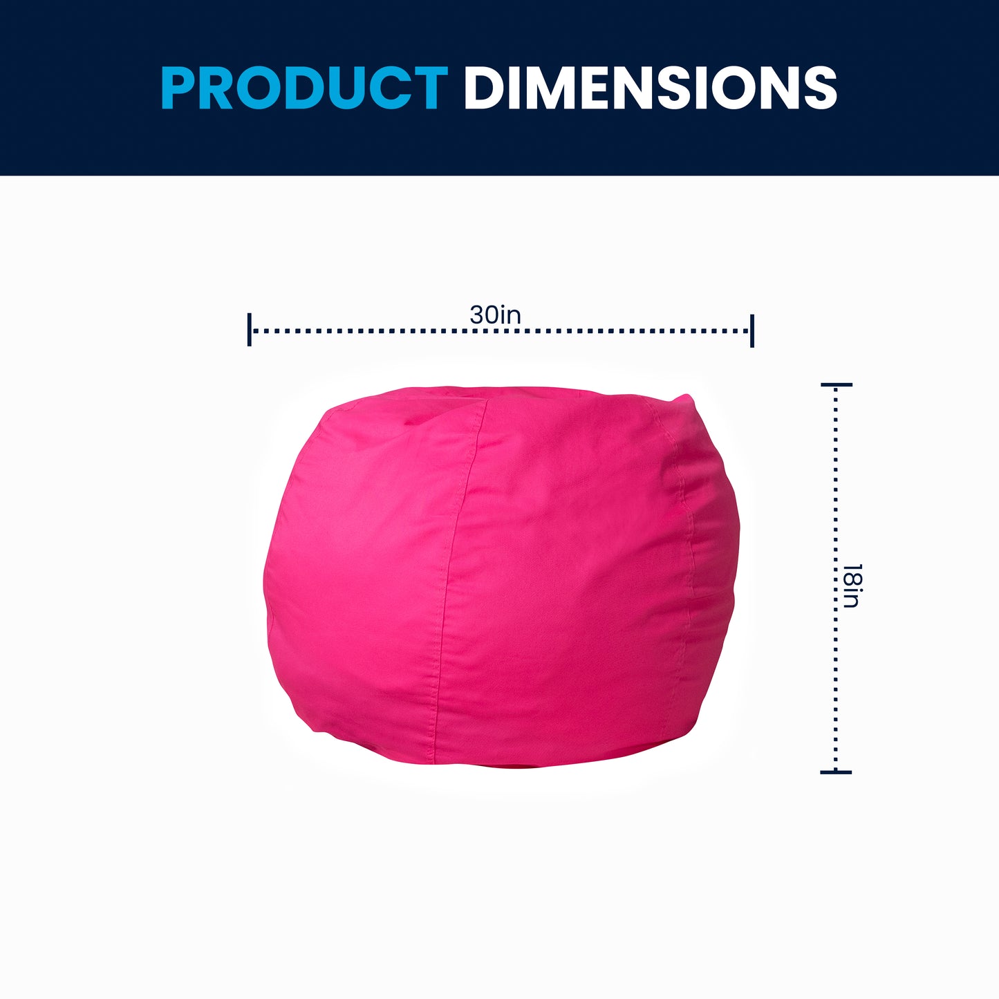 Dillon Small Solid Hot Pink Refillable Bean Bag Chair for Kids and Teens