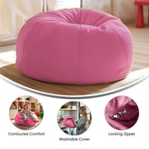 Dillon Small Solid Light Pink Refillable Bean Bag Chair for Kids and Teens