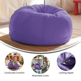 Dillon Small Solid Purple Refillable Bean Bag Chair for Kids and Teens