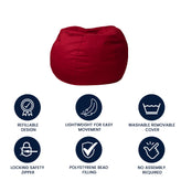 Dillon Small Solid Red Refillable Bean Bag Chair for Kids and Teens