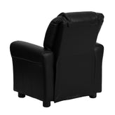 Vana Contemporary Black LeatherSoft Kids Recliner with Cup Holder and Headrest