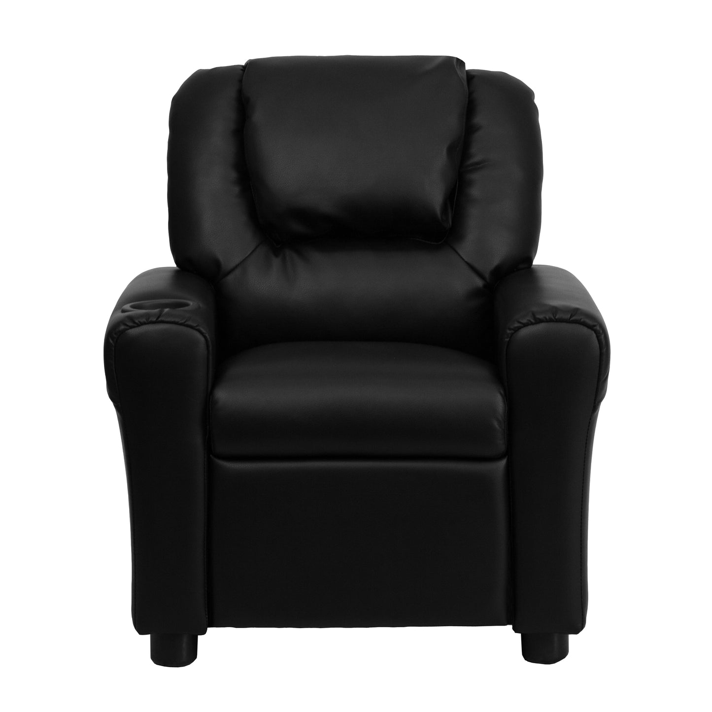 Vana Contemporary Black LeatherSoft Kids Recliner with Cup Holder and Headrest