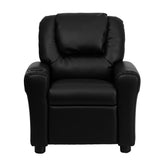 Vana Contemporary Black LeatherSoft Kids Recliner with Cup Holder and Headrest