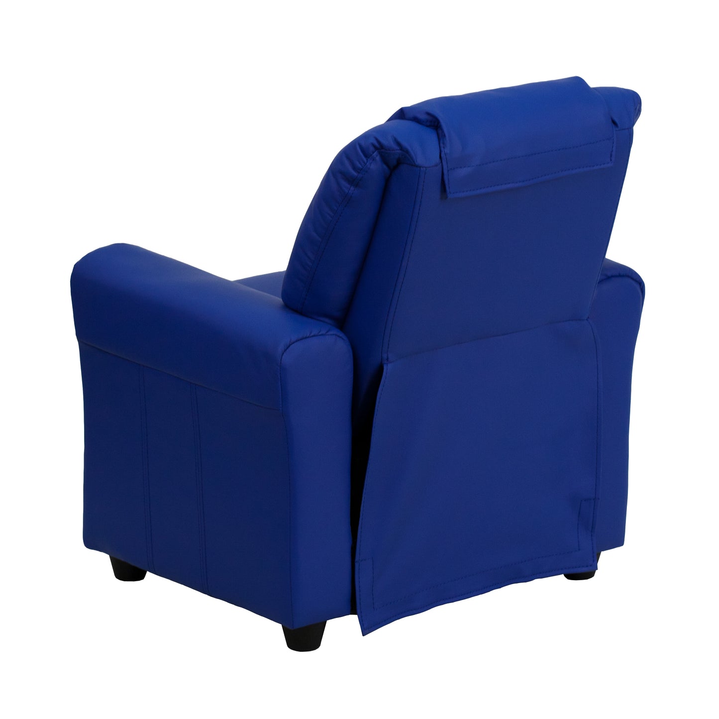 Vana Contemporary Blue Vinyl Kids Recliner with Cup Holder and Headrest