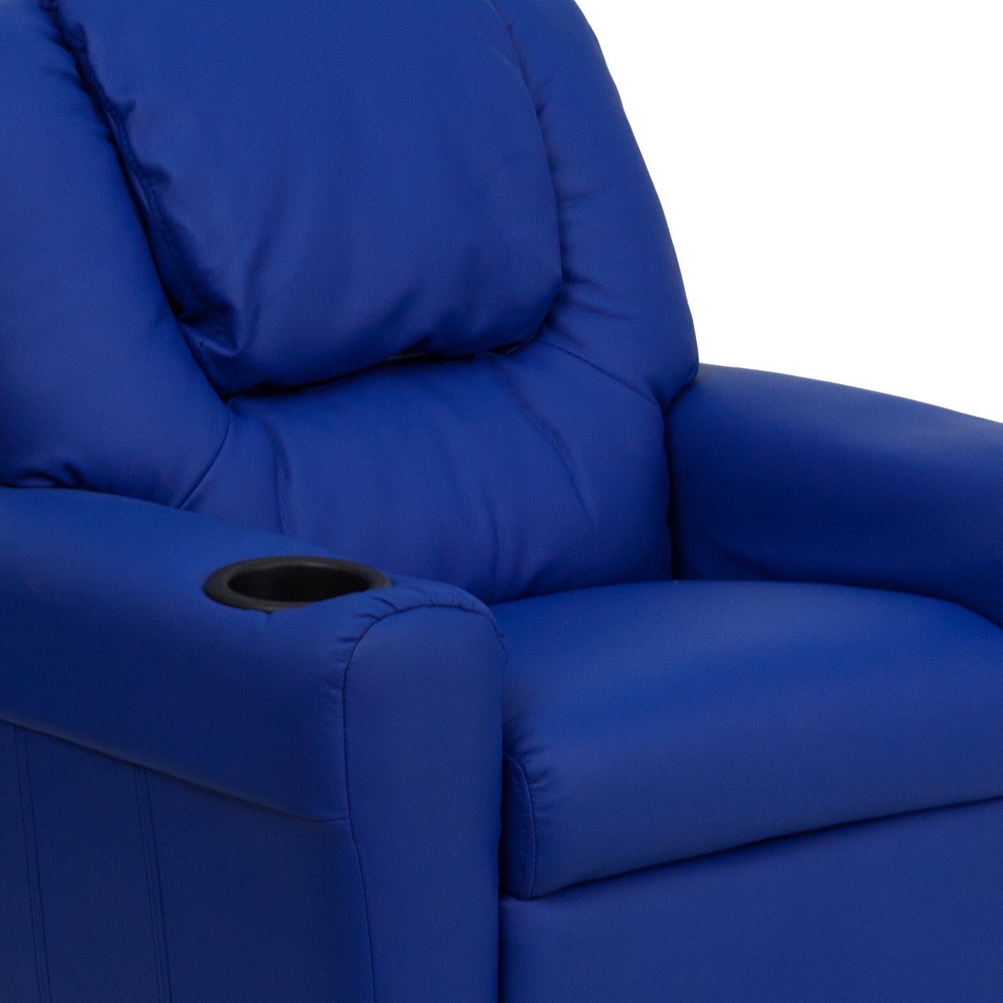 Vana Contemporary Blue Vinyl Kids Recliner with Cup Holder and Headrest